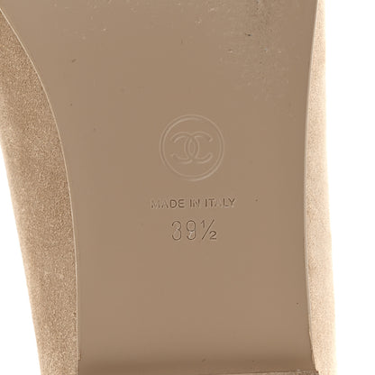 Chanel Suede Crystal CC Mocassin Loafers 39.5 Beige 8 of 14