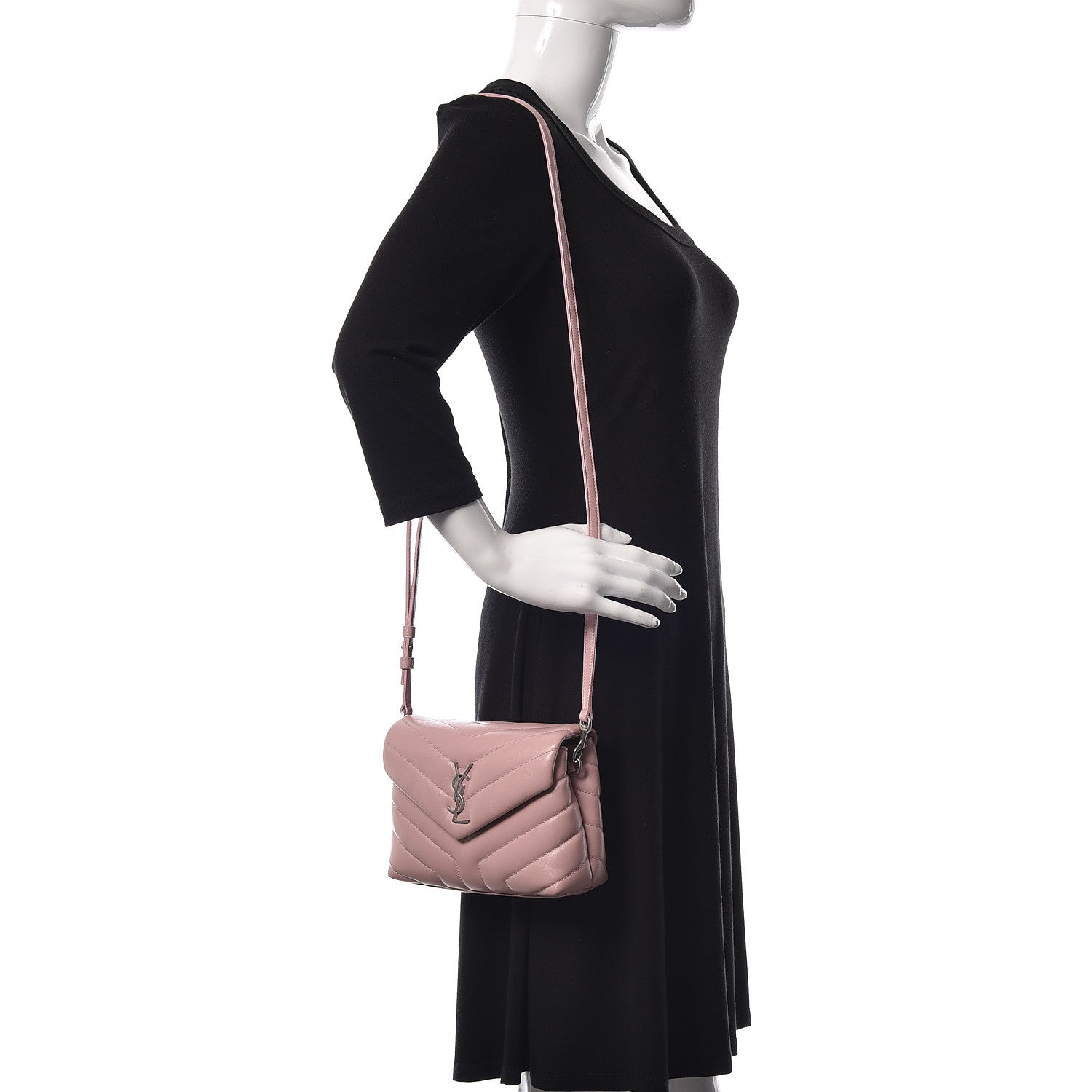 Saint Laurent Calfskin Y Quilted Monogram Toy Loulou Crossbody Bag Tender Pink 2 of 12