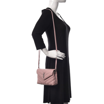 Saint Laurent Calfskin Y Quilted Monogram Toy Loulou Crossbody Bag Tender Pink 2 of 12