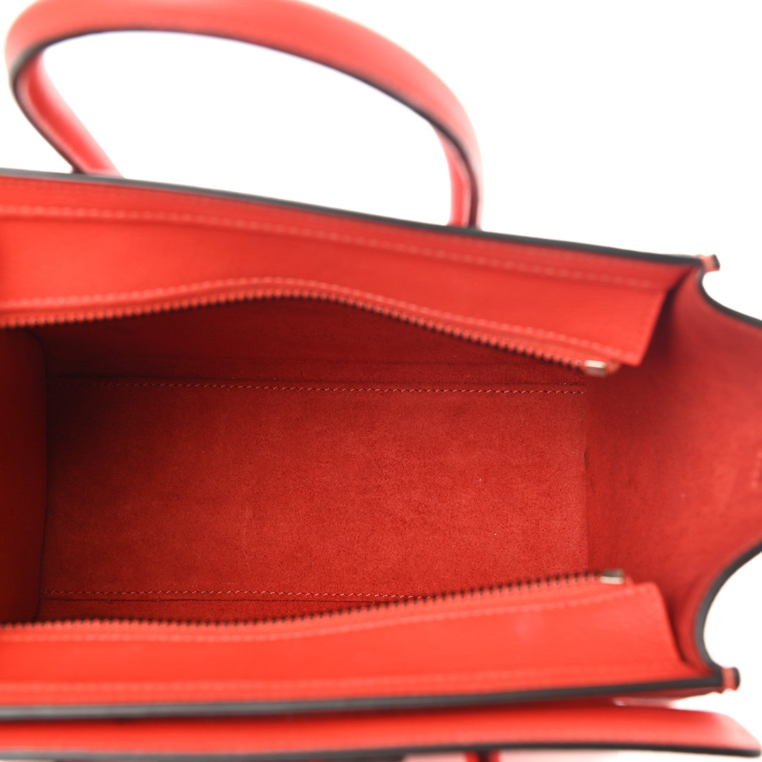 Celine Drummed Calfskin Nano Luggage Coquelicot 4 of 12