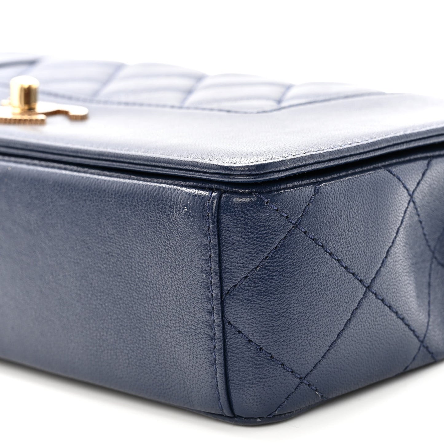 Sheepskin Quilted Medium Vintage Mademoiselle Flap Dark Navy