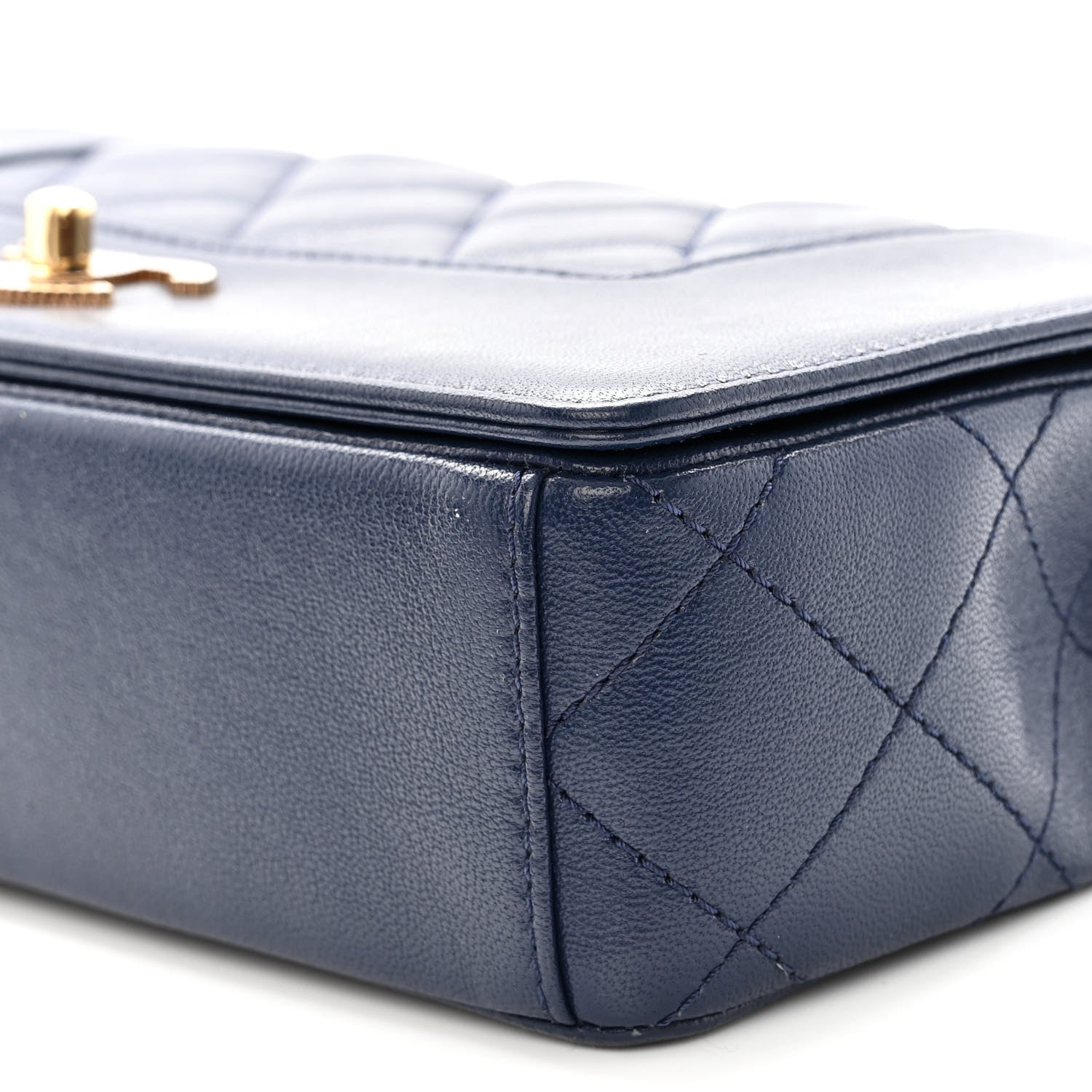 Chanel Sheepskin Quilted Medium Vintage Mademoiselle Flap Dark Navy 10 of 10