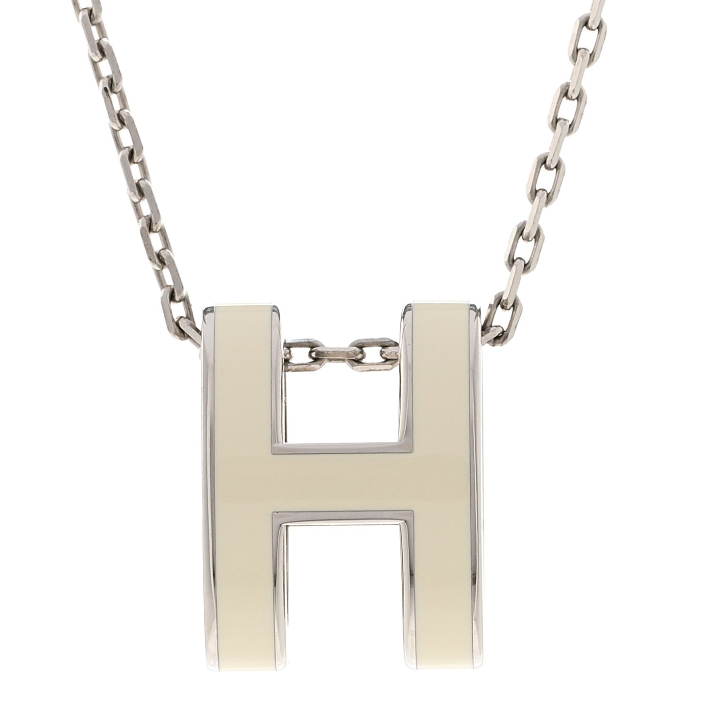 Lacquered Palladium Pop H Pendant Necklace White