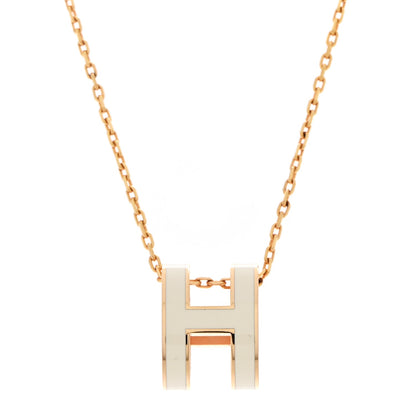 Hermes Lacquered Gold Pop H Pendant Necklace White 3 of 7