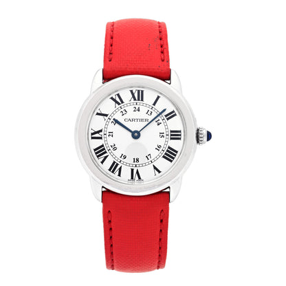 Cartier Stainless Steel Calfskin 29mm Ronde Solo Quartz Watch Red 1 of 4