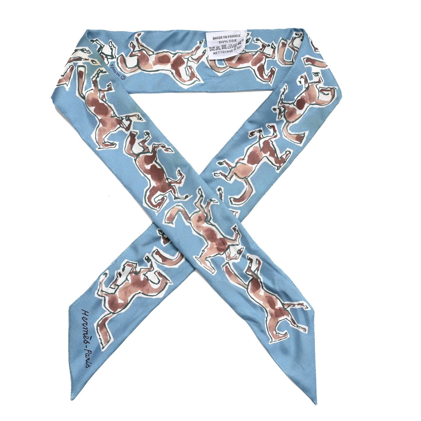 Silk Chevaux En Liberte Twilly Bleu Glacier Beige