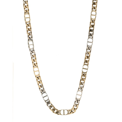 Christian Dior Brass CD Icon Thin Chain Link Necklace Silver Gold 1 of 7