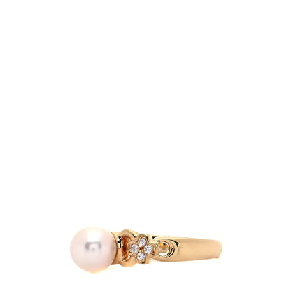 Mikimoto 18K Yellow Gold Diamond Akoya Pearl 7mm Ring 47 4.25 4 of 6