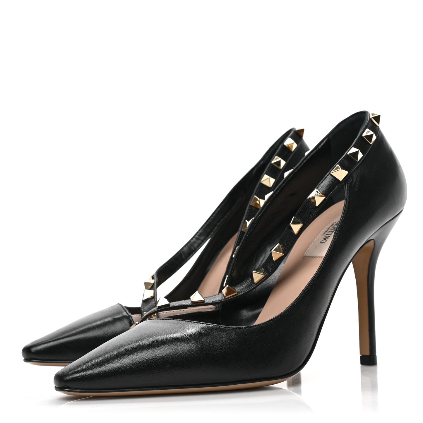 Nappa Rockstud Cross Strap d'Orsay 105mm Pumps 37.5 Black Poudre