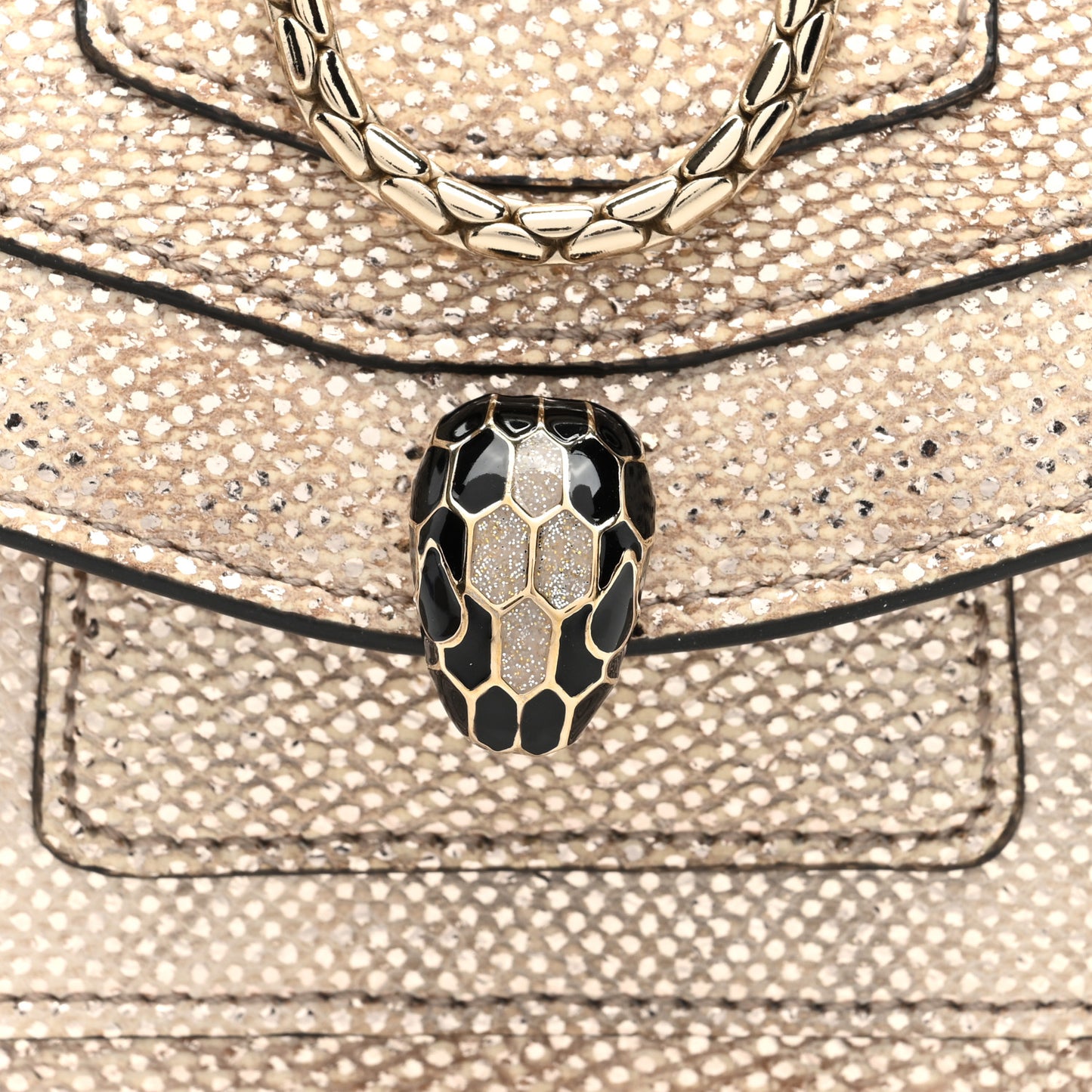 Metallic Calfskin Serpenti Forever Miniature Bag Charm Light Gold Sea Salt Coral