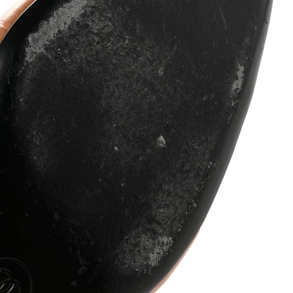 Chanel Calfskin Crocodile Embossed Patent Cap Toe CC Slingback Flats 39 Light Brown Black 10 of 12