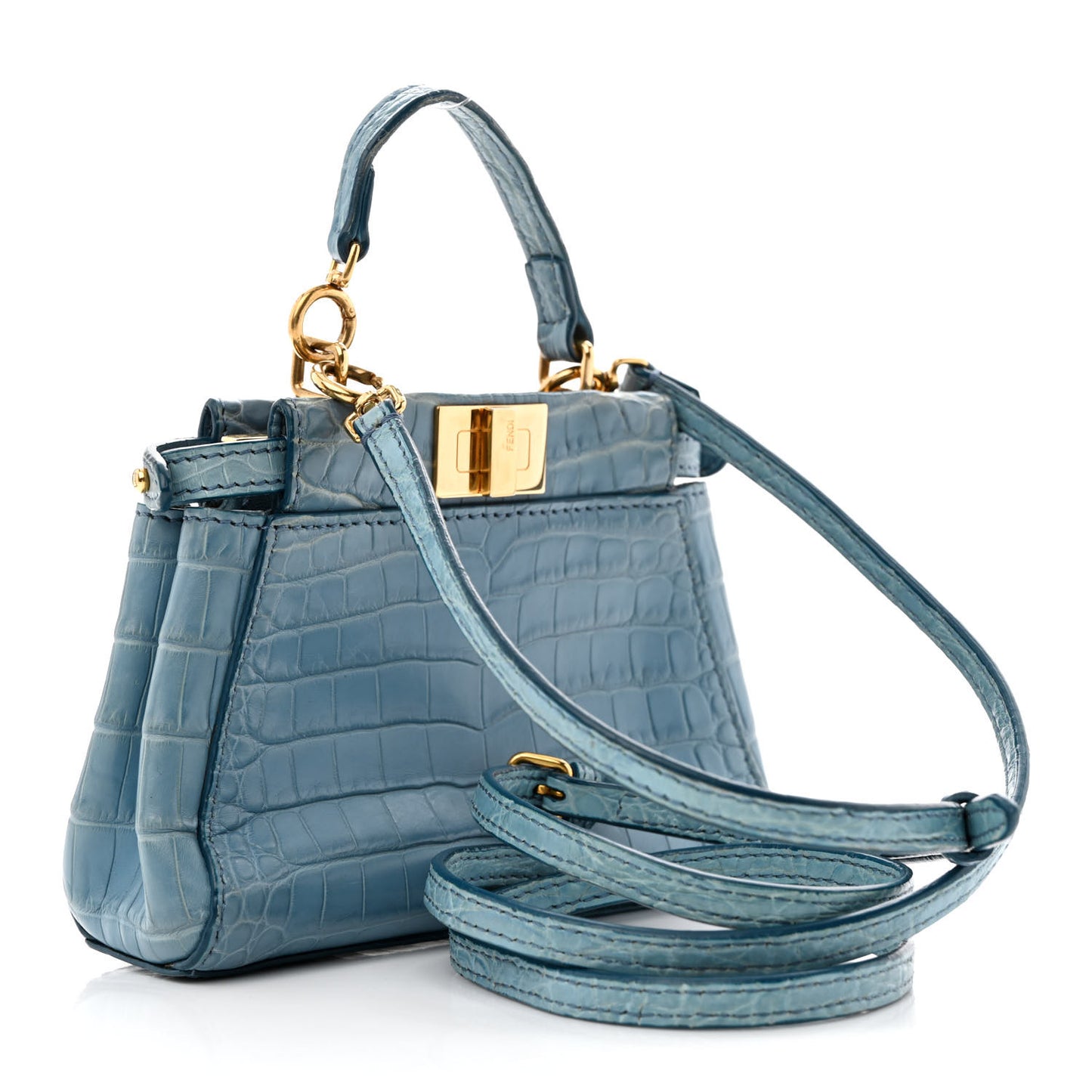 Shiny Crocodile Shiny Nappa Micro Peekaboo Iconic Satchel Blue