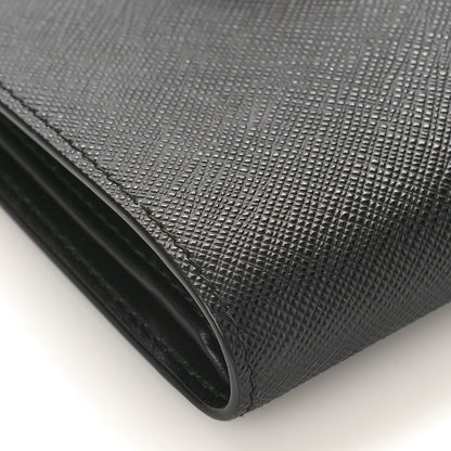 Prada Saffiano Small Triangle Bi-Fold Tab Wallet Black 7 of 8