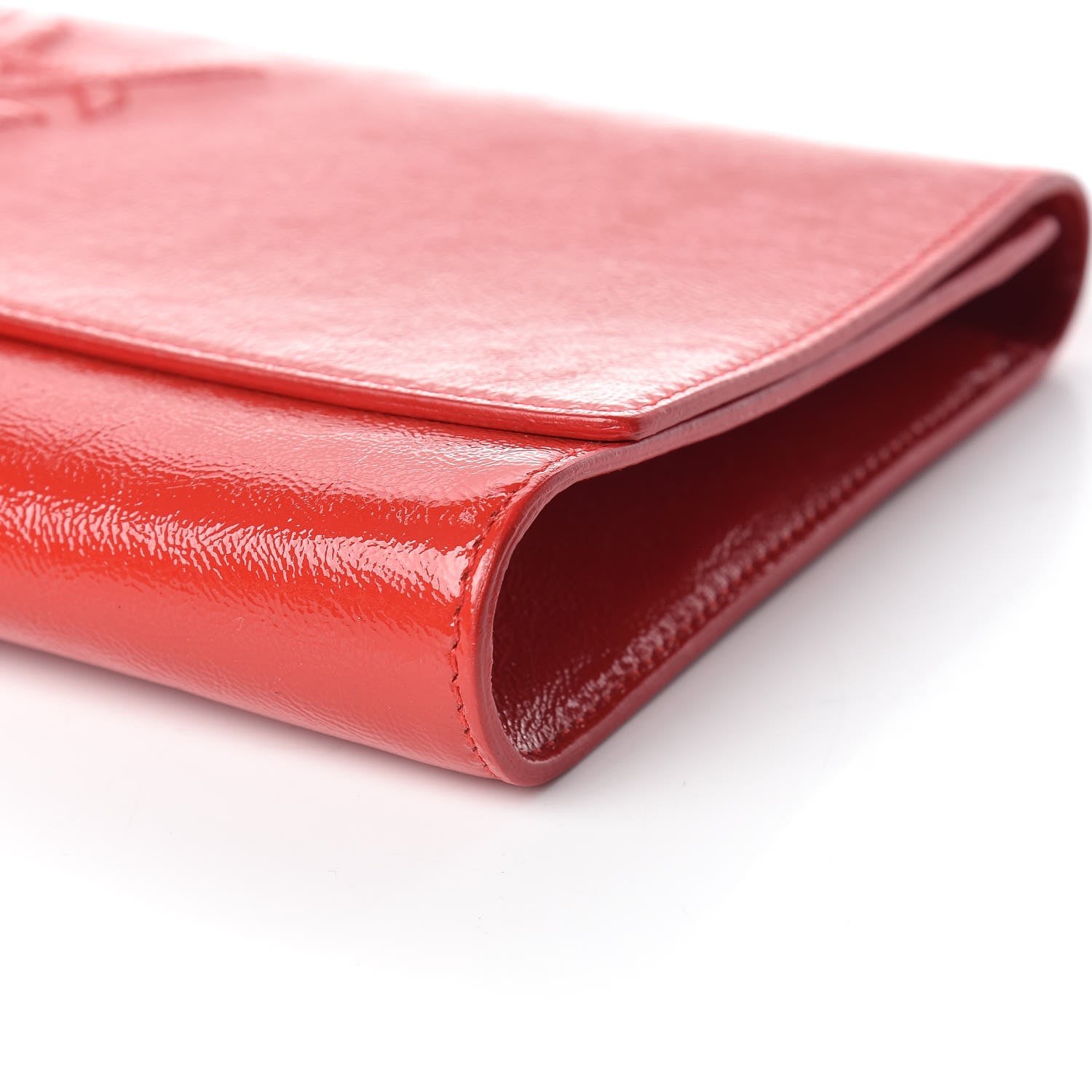 Saint Laurent Textured Patent Monogram Large Belle De Jour Clutch Red 6 of 8