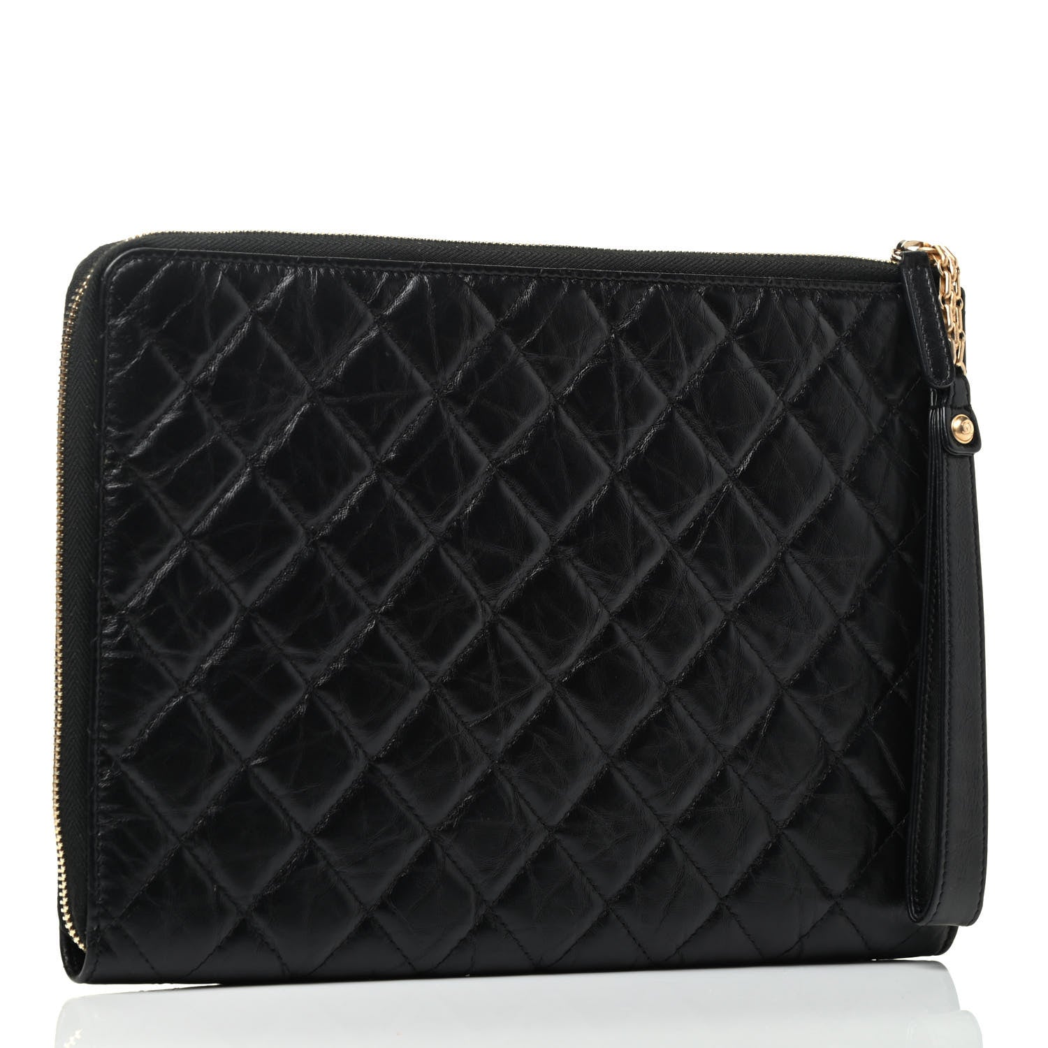 Chanel Aged Calfskin Quilted 2.55 Reissue Pouch With Handle Black 2 of 3