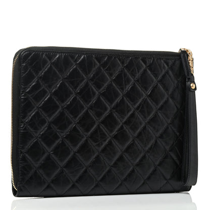 Chanel Aged Calfskin Quilted 2.55 Reissue Pouch With Handle Black 2 of 3