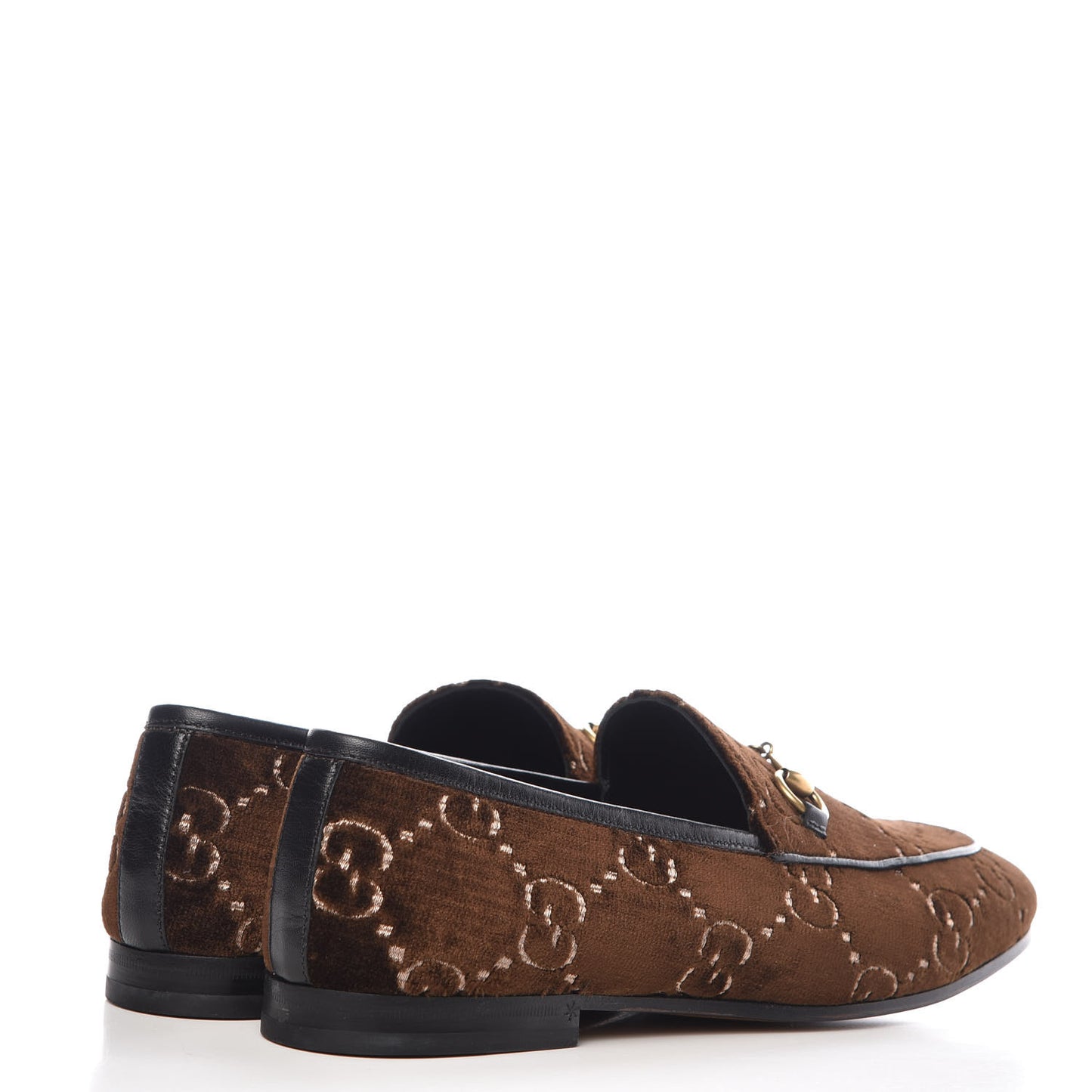 Velvet GG Monogram Horsebit Womens Jordaan Loafers 39.5 Brown Black