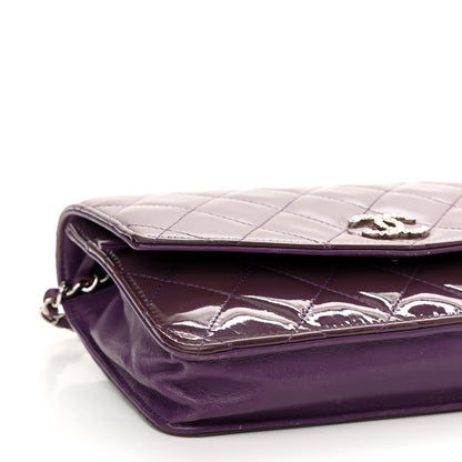 Chanel Patent Quilted Brilliant Wallet On Chain WOC Violet 12 of 13