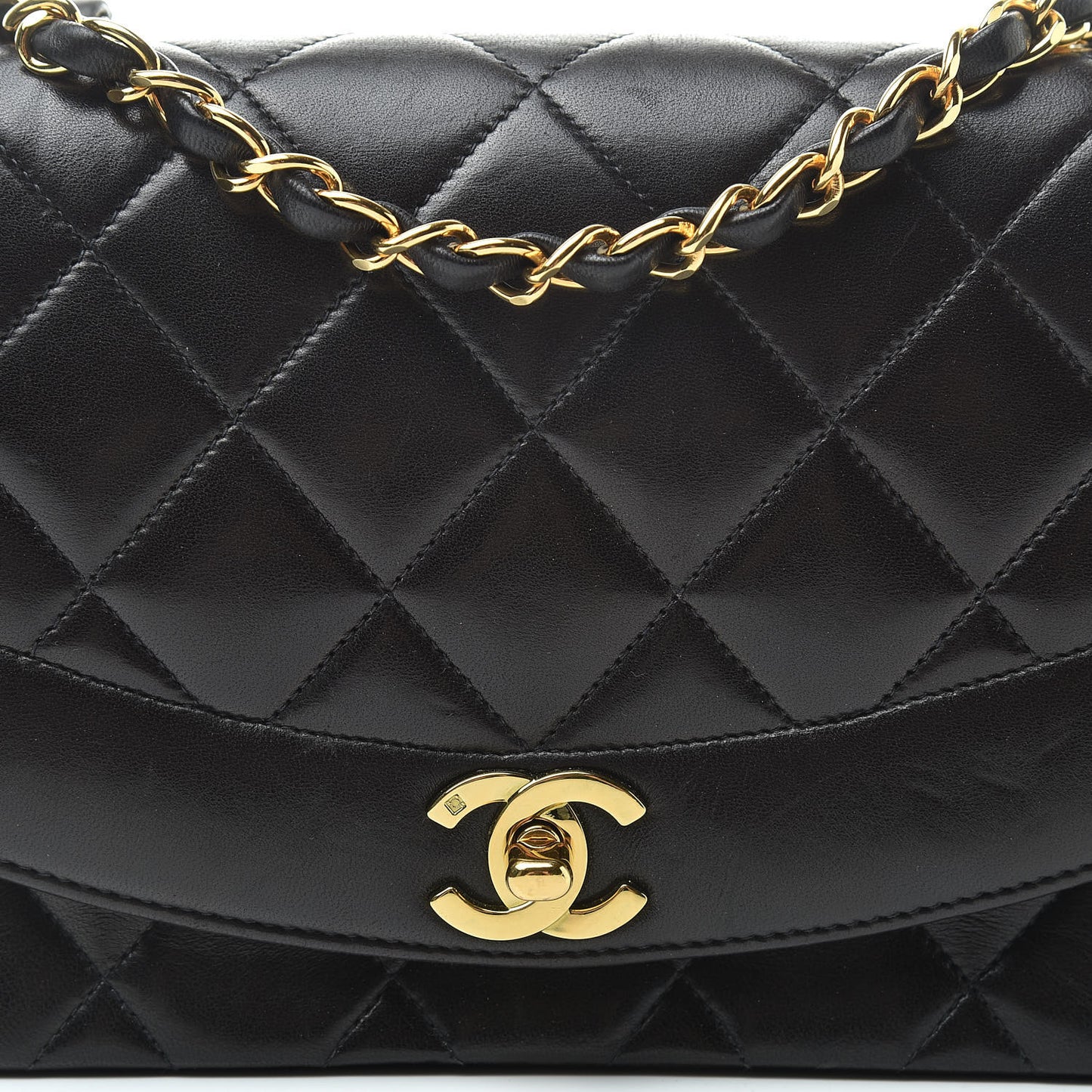 Lambskin Quilted Small Single Flap Brown