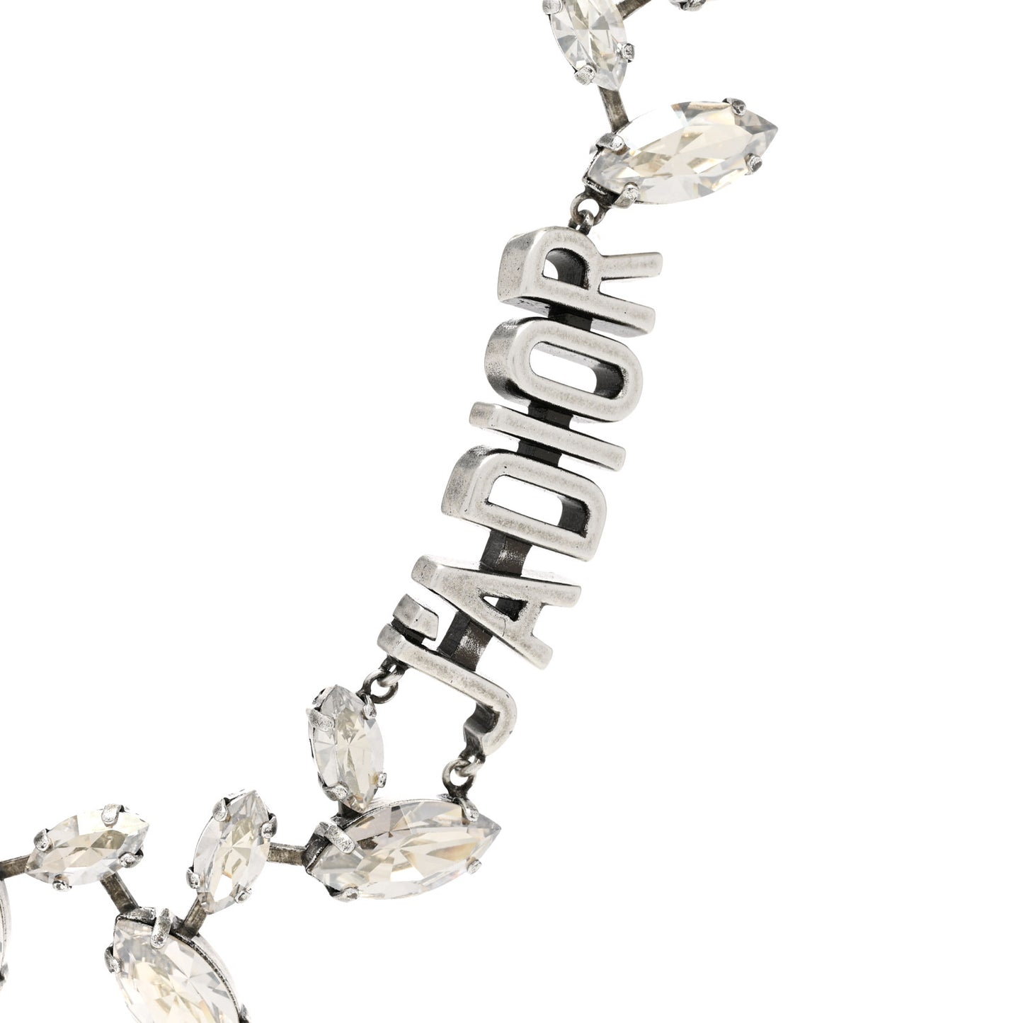 Metal Crystal J'Adior Laurier Choker Necklace Silver