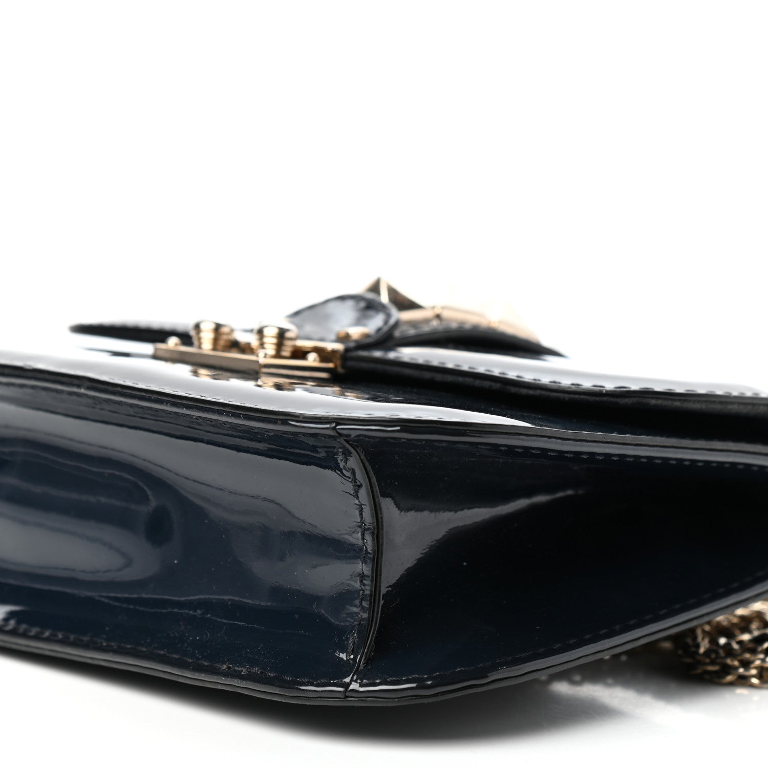 Valentino Garavani Patent Small Glam Lock Rockstud Flap Marine 8 of 10