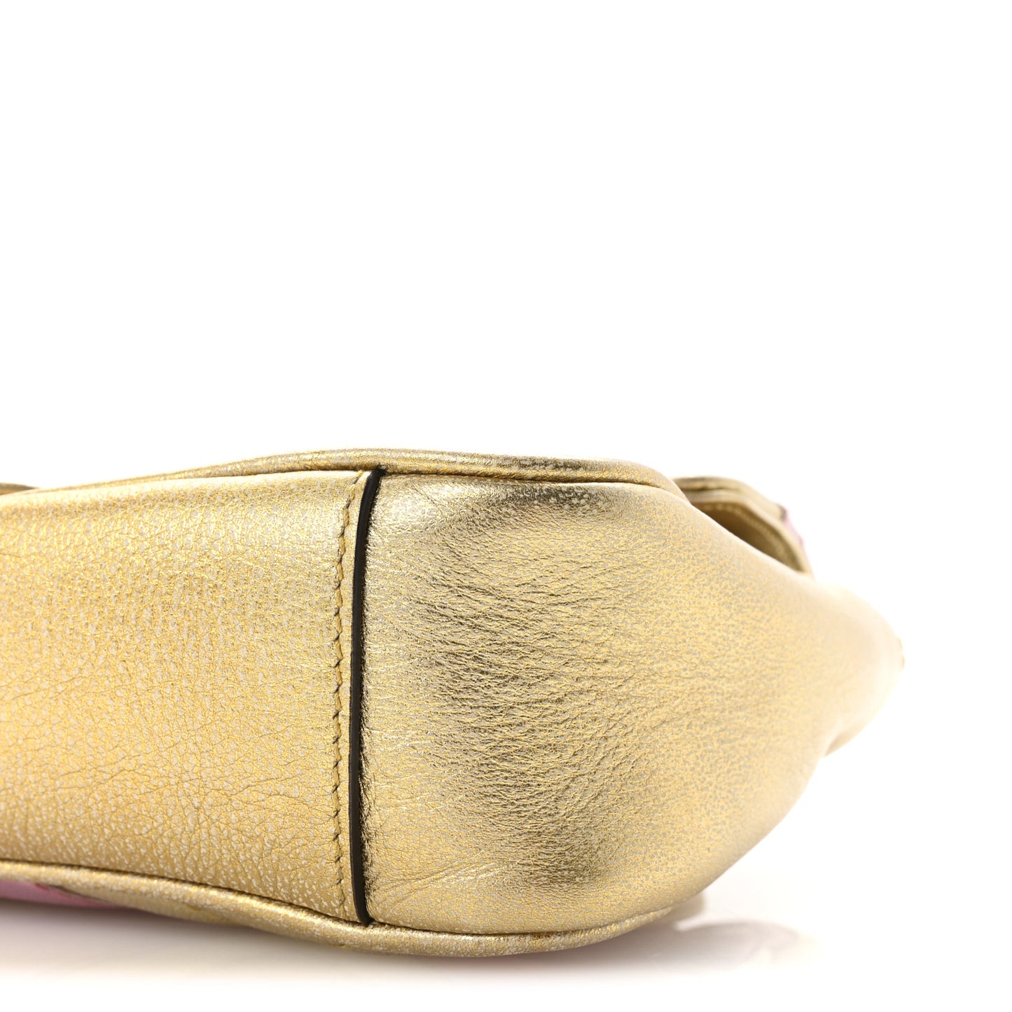 Metallic Calfskin Matelasse Mini GG Marmont Shoulder Bag Gold Pink
