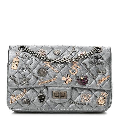 Chanel Metallic Calfskin Quilted Lucky Charms 2.55 Reissue 225 Flap Dark Silver 1 of 12