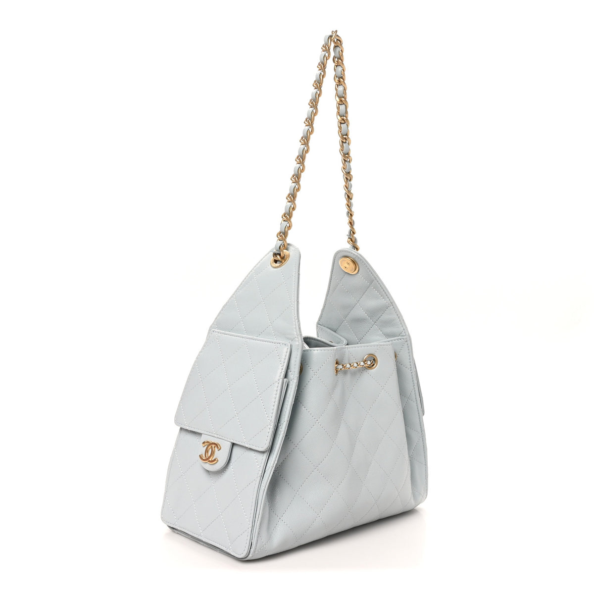Caviar Quilted Small Chanel 25 Handbag Light Blue