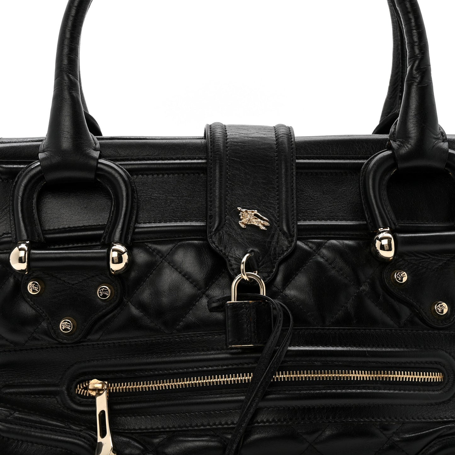 Calfskin Quilted Large Manor Tote Black