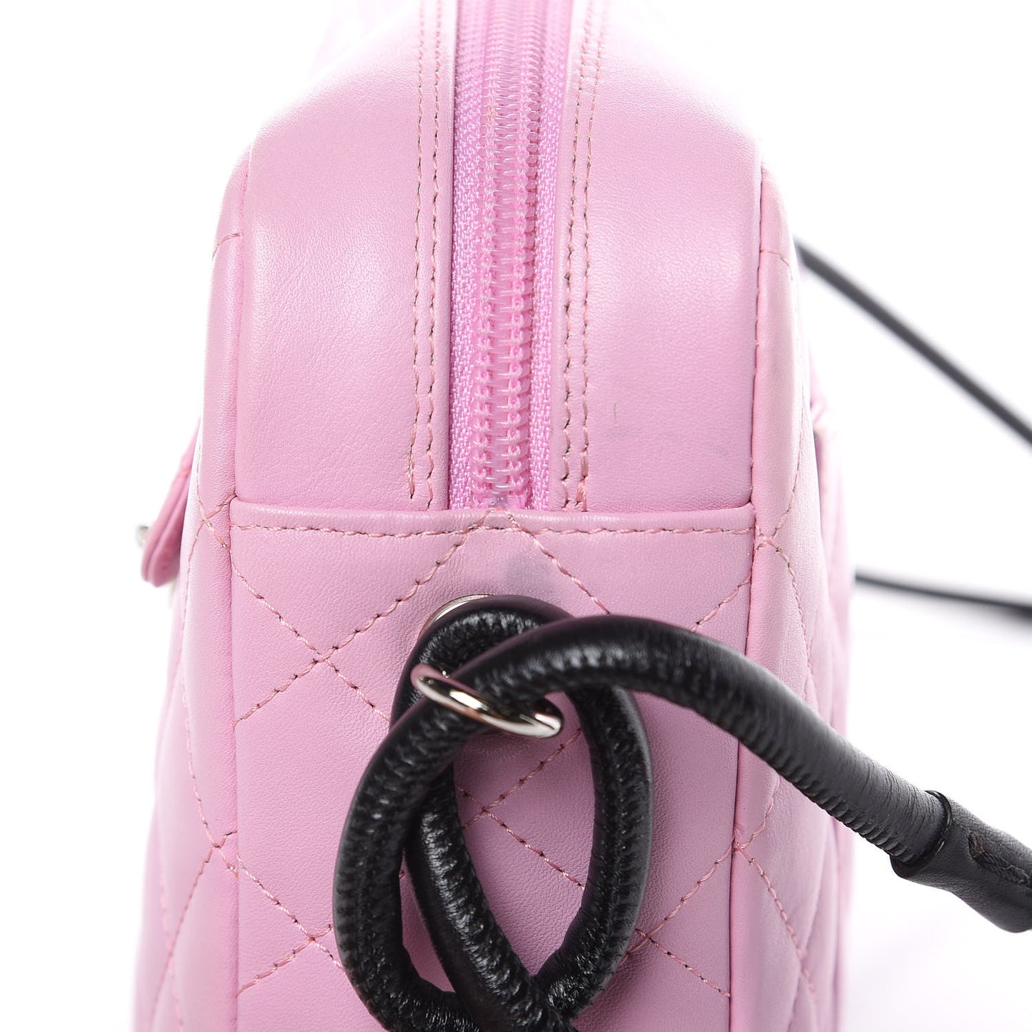 Calfskin Quilted Cambon Camera Bag Pink Black
