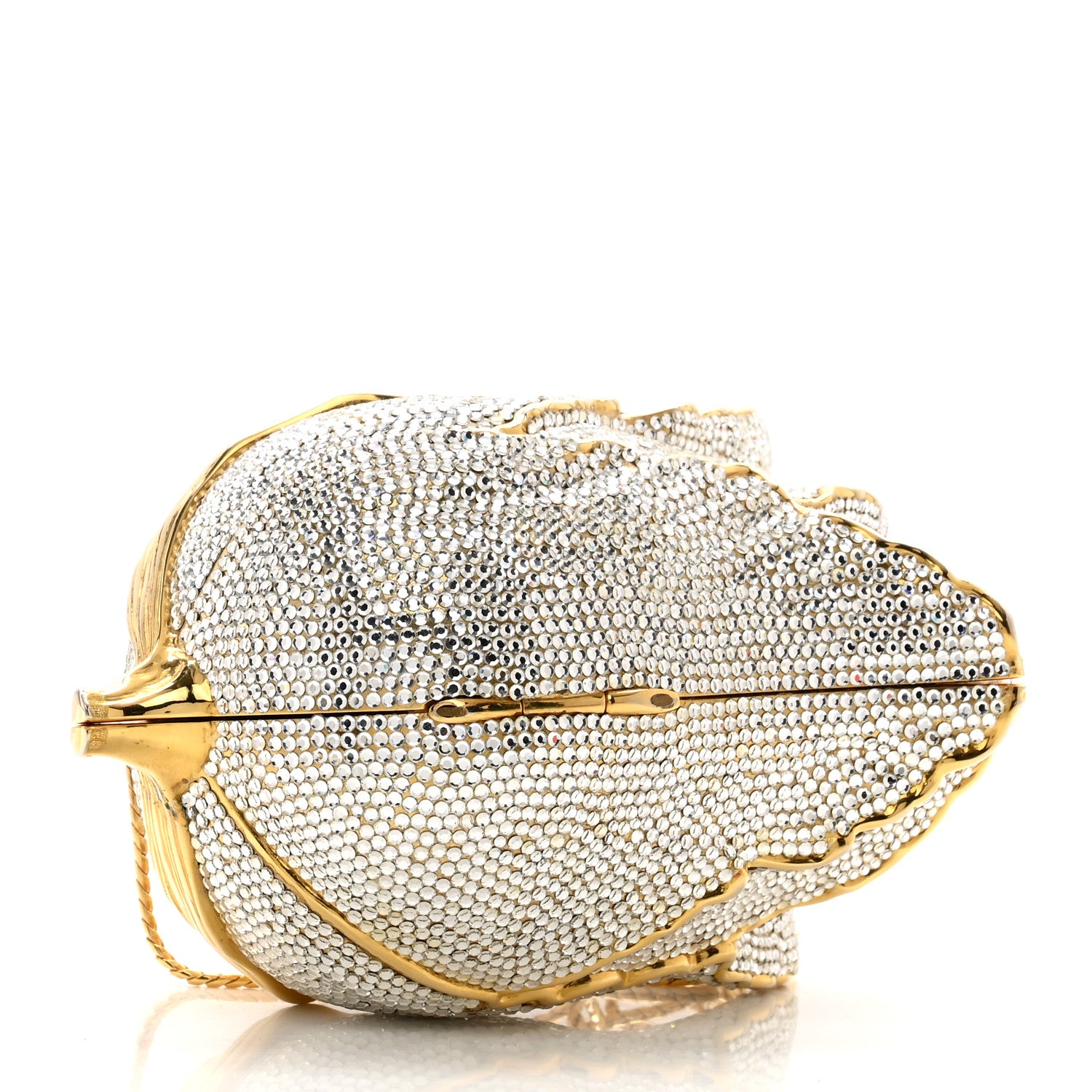 Judith Leiber Crystal Tulip Minaudiere Chain Clutch Amethyst White Gold 5 of 11