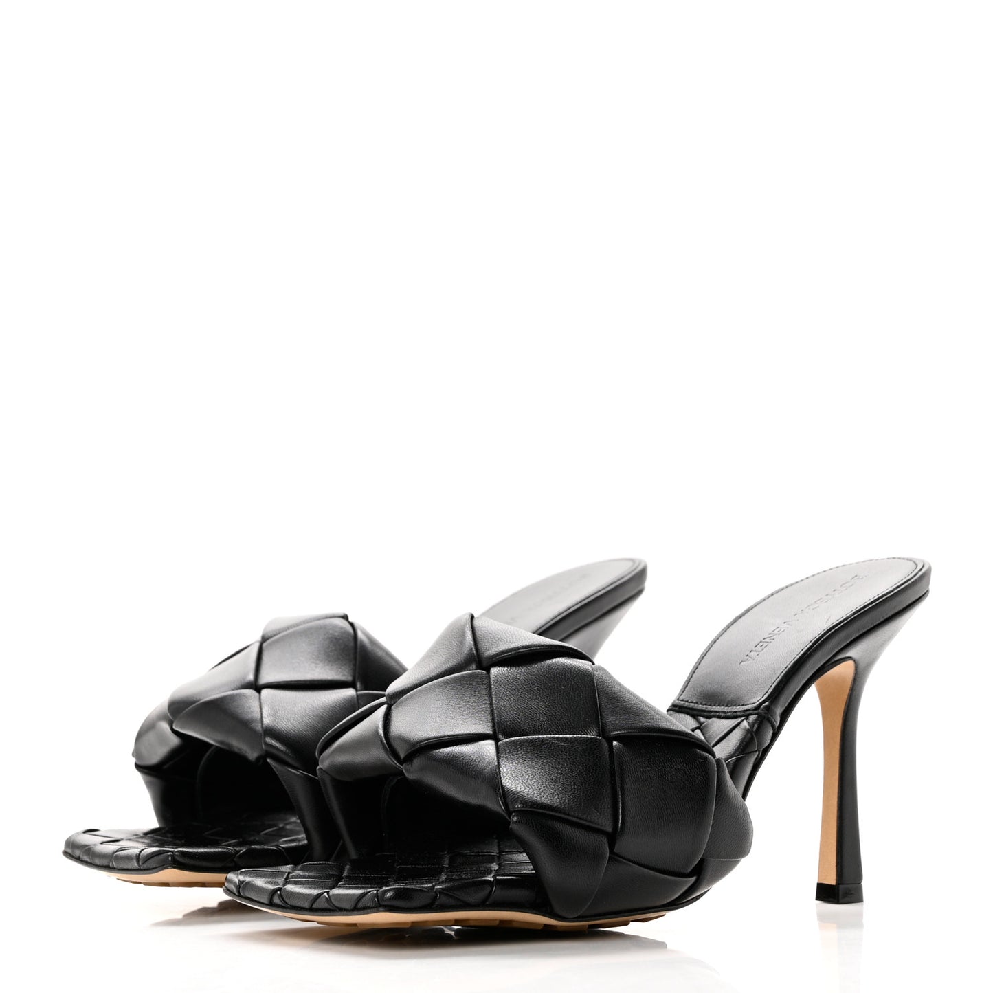 Nappa Maxi Intrecciato Lido Mule Sandals 38 Black