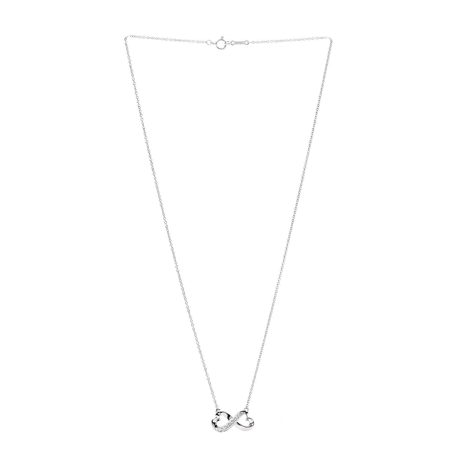 Tiffany 18K White Gold Diamond Paloma Picasso Double Loving Heart Necklace 3 of 6