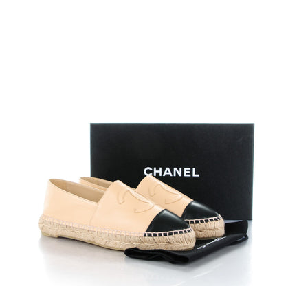 Chanel Lambskin CC Espadrilles 40 Beige Black 10 of 10