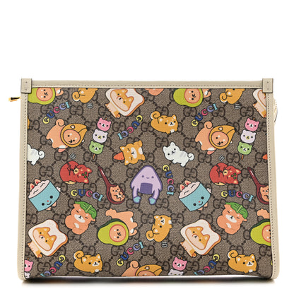 Gucci GG Supreme Monogram Animal Kawaii Cosmetic Case Multi White 1 of 7