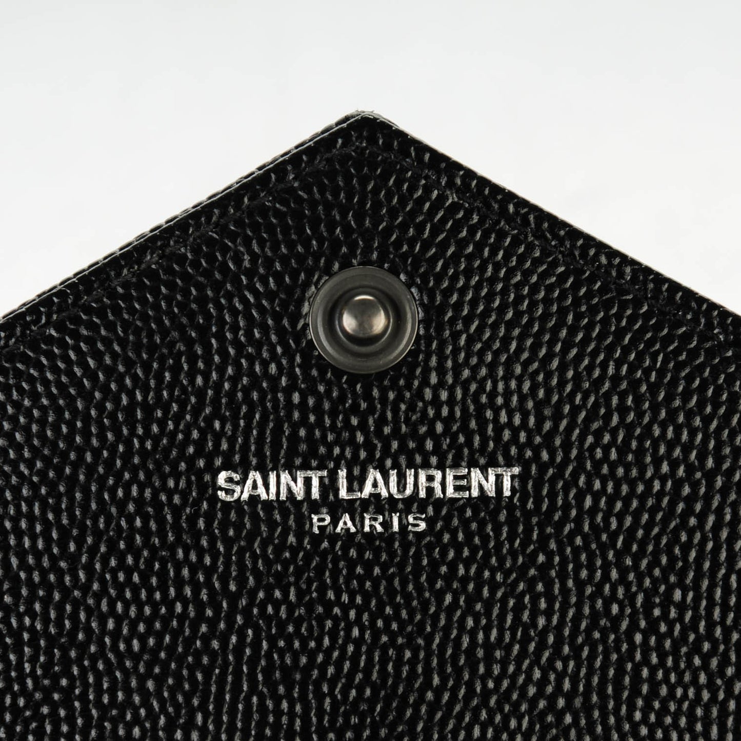 Grain De Poudre Matelasse Chevron Monogram Envelope Chain Wallet Black