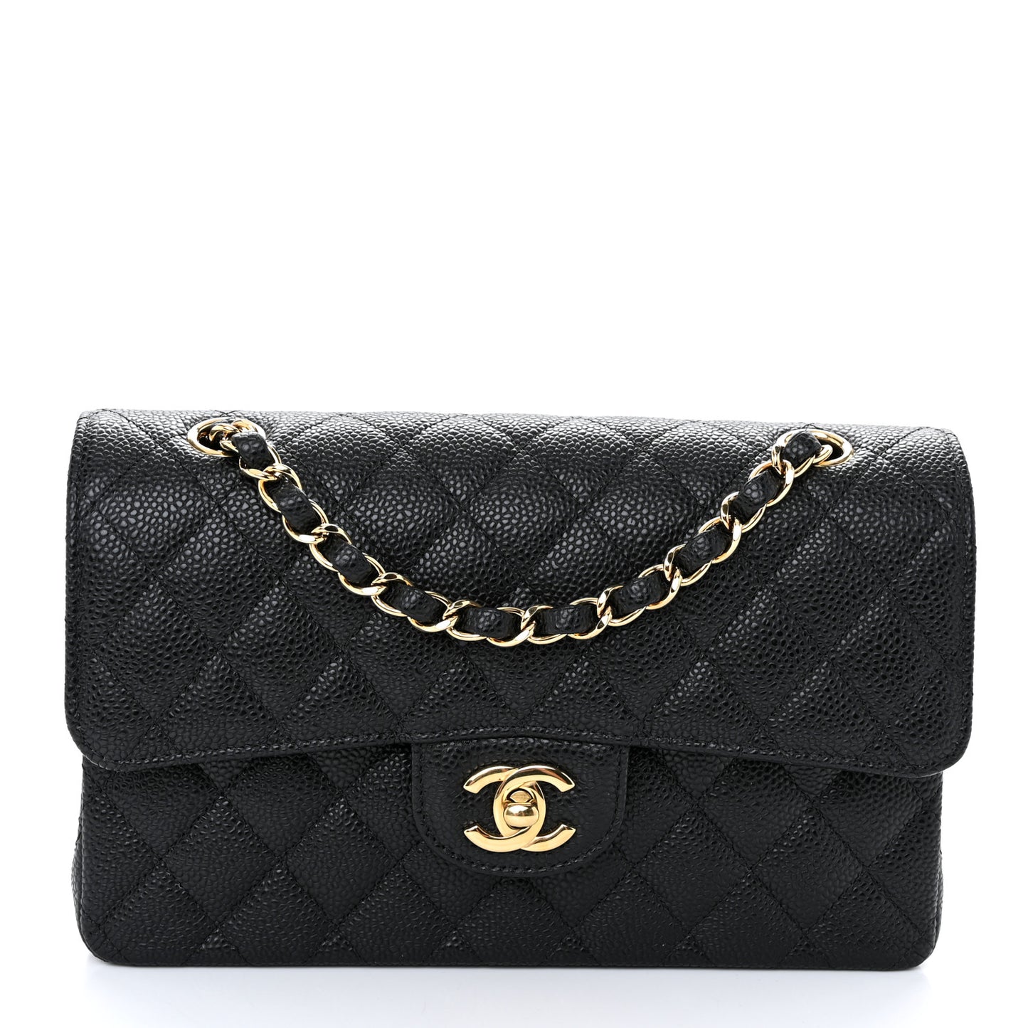 Caviar Quilted Small Double Flap Black