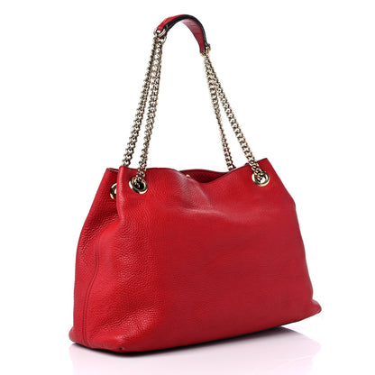 Gucci Pebbled Calfskin Medium Soho Chain Shoulder Bag Tabasco Red 3 of 17