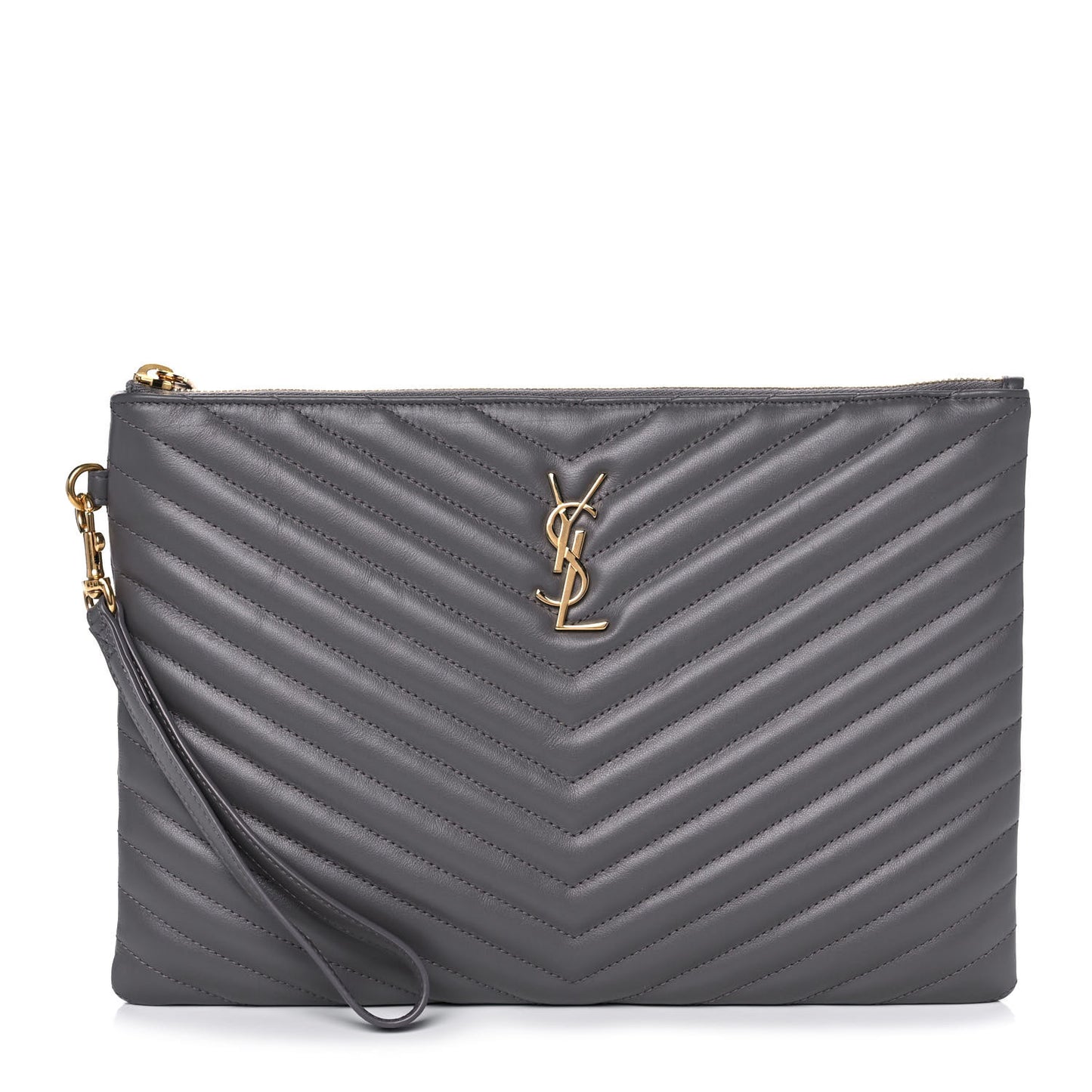 Calfskin Matelasse Monogram Cassandre Tablet Pouch Smog