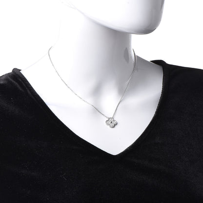 Van Cleef & Arpels 18K White Gold Diamond Vintage Alhambra Pendant Necklace 2 of 8