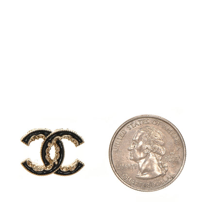 Chanel Enamel CC Baroque Earrings Black Gold 2 of 4