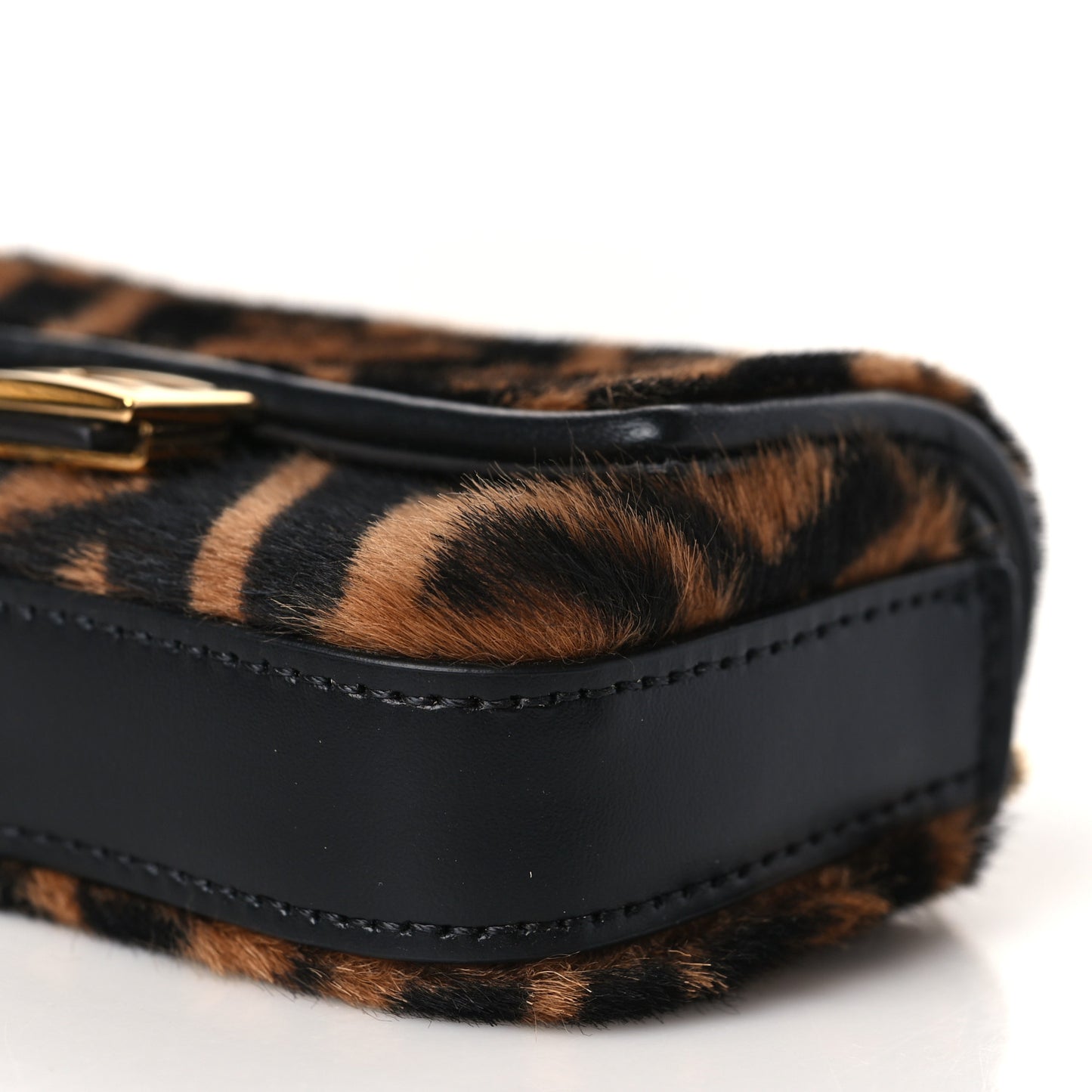 Sheared Sheepskin Vitello King FF Nano Baguette Charm Tobacco Moro Black