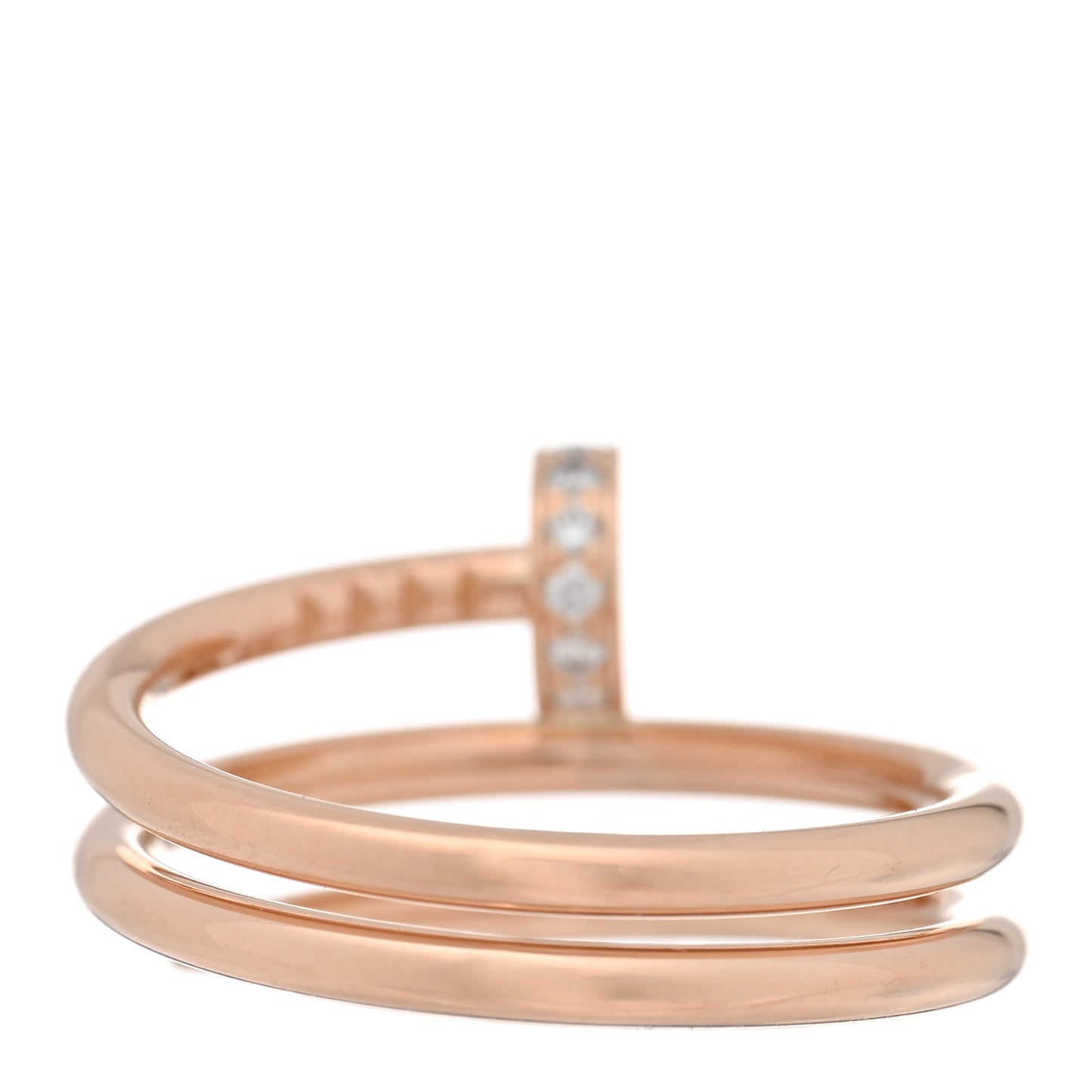 18K Pink Gold Diamond Double Juste Un Clou Ring 50 5.25