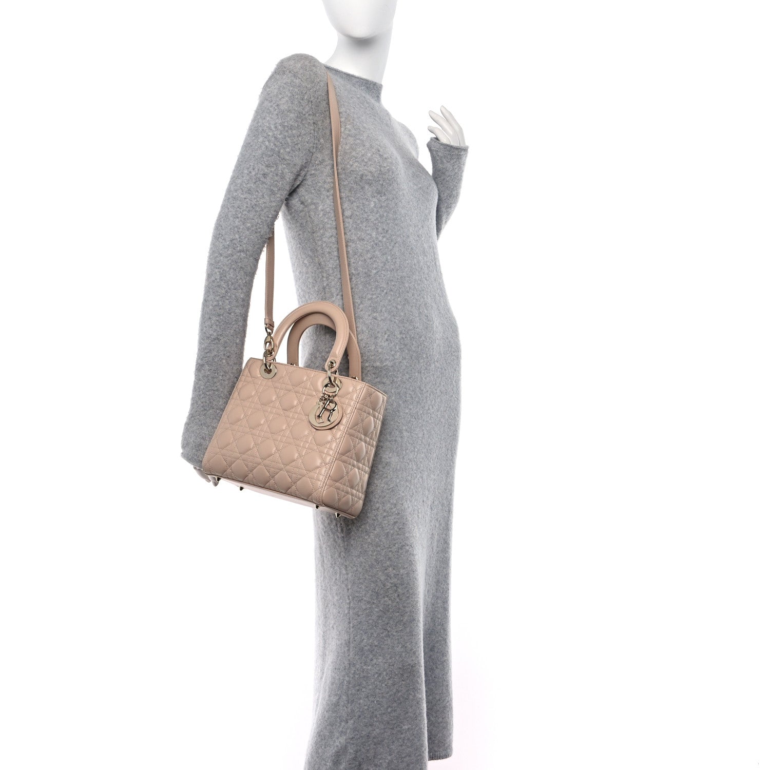 Christian Dior Lambskin Cannage Medium Lady Dior Rose Poudre 2 of 10