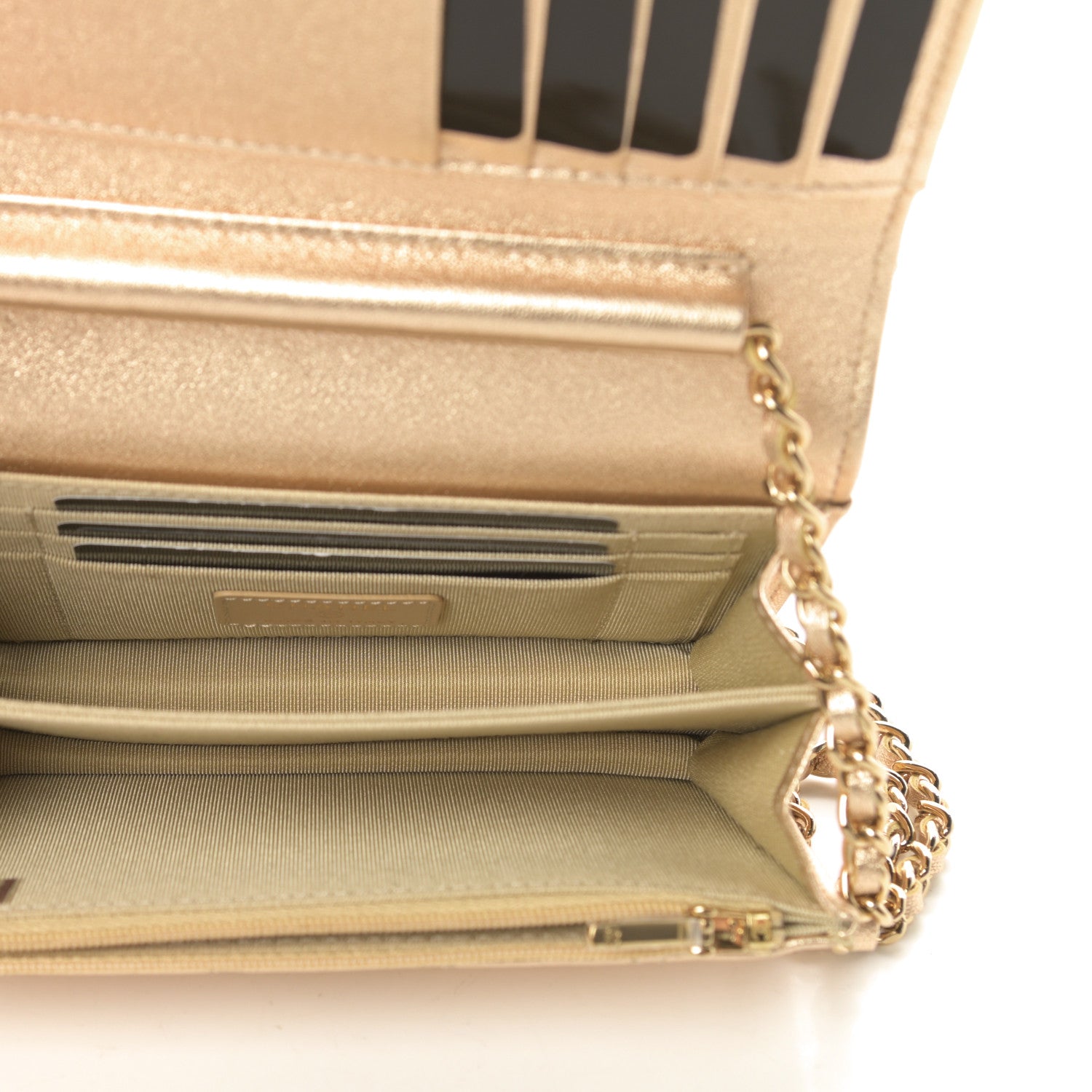 Chanel Metallic Lambskin Quilted Mini Wallet On Chain WOC Gold 5 of 11