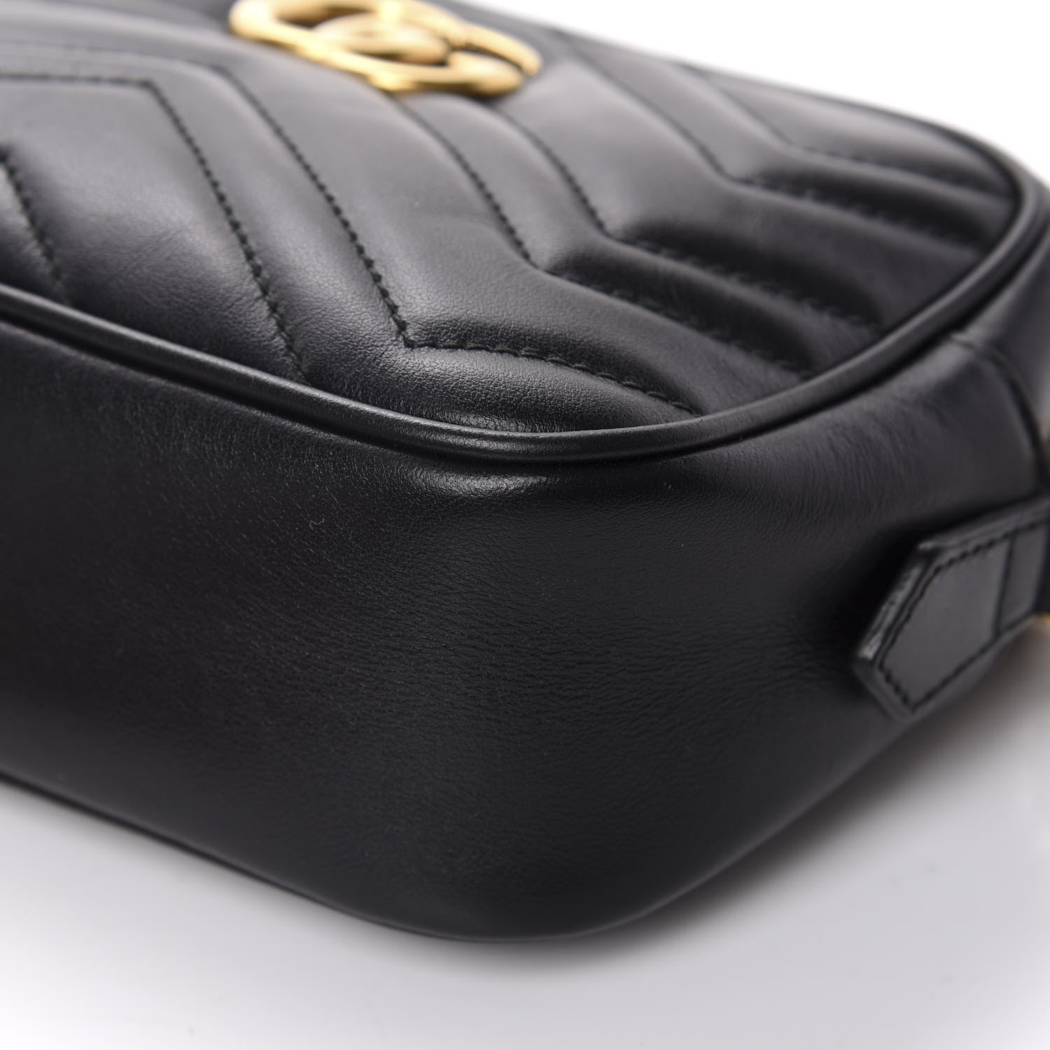 Gucci Calfskin Matelasse Mini GG Marmont Chain Shoulder Bag Black 7 of 10