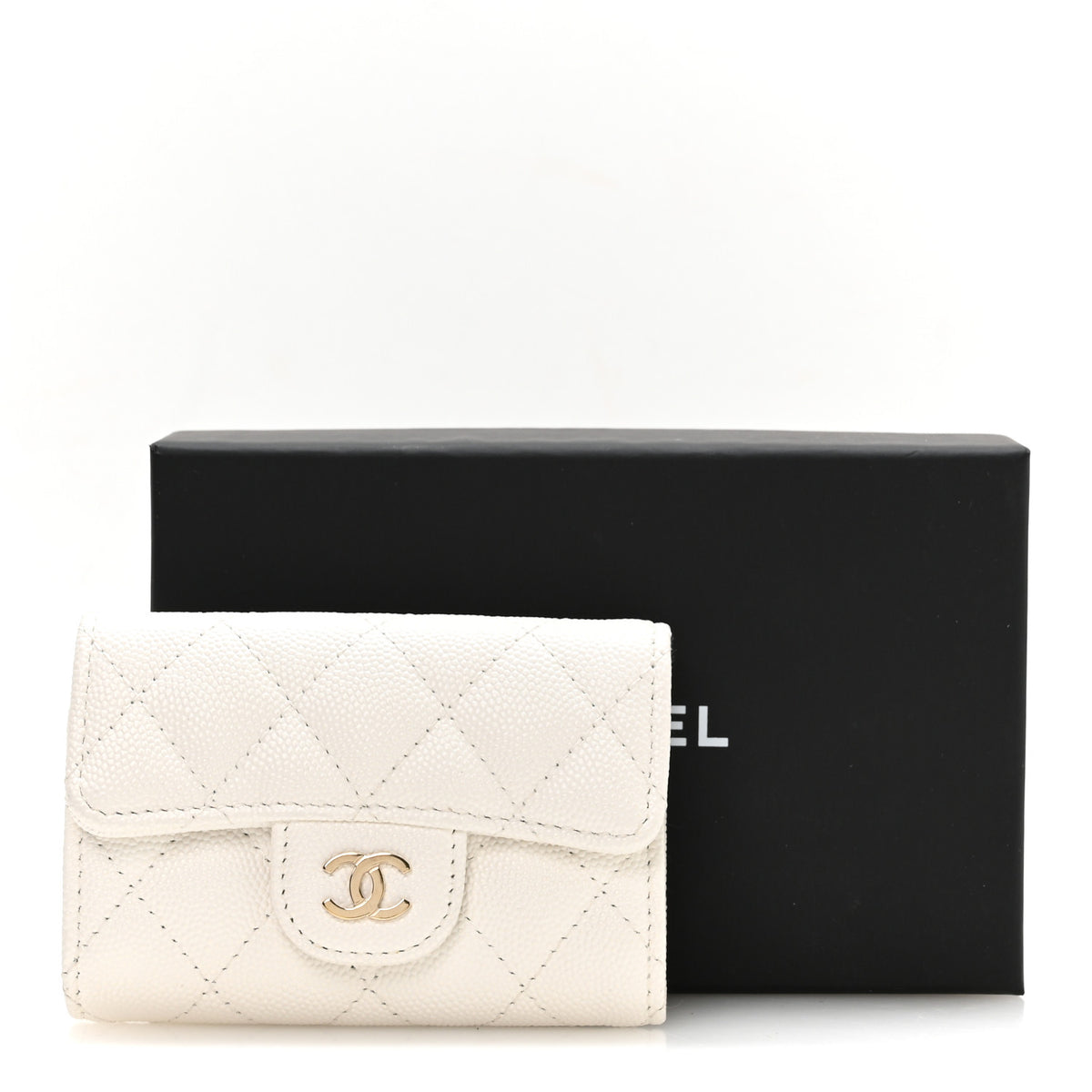 Caviar Quilted Classic 4 Key Holder Wallet White