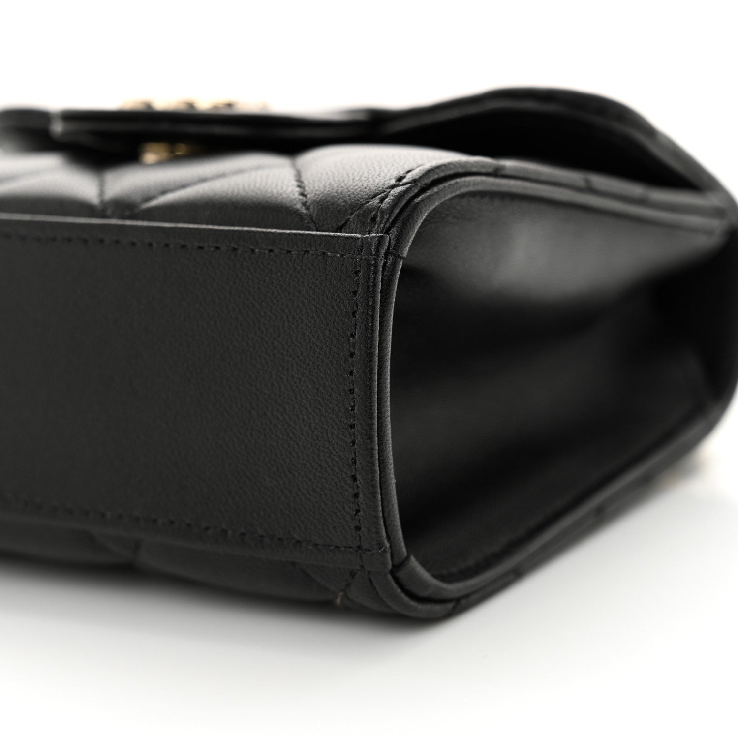 Chanel Lambskin Quilted Top Handle Flap Clutch With Chain  Black 9 of 10