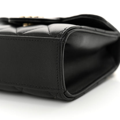 Chanel Lambskin Quilted Top Handle Flap Clutch With Chain  Black 9 of 10