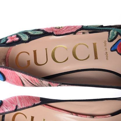 Gucci Canvas Flora Print Ophelia High Heel Pumps 38 Black Pink 6 of 9